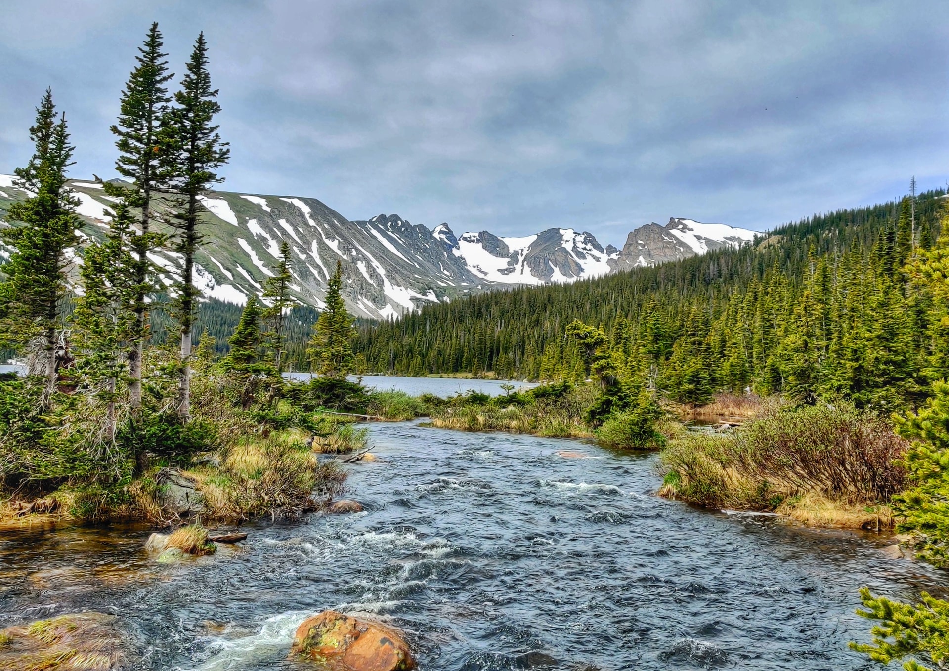 A stream in Long Lake, Colorado. Mountainous snowpacks are a critical component of the region’s water cycle, accounting for as much as 75% of its freshwater. (Credit: Kaushal Subedi)
