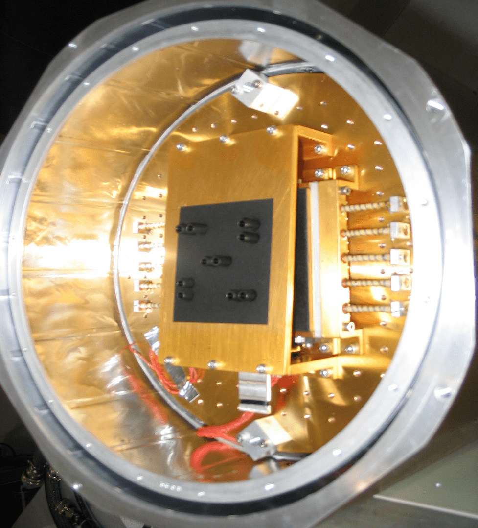 The FIRST focal plane showing the 10 Winston cones used to maximize the collection of light from the atmosphere onto the silicon bolometer detectors. (Image credit: M. Mlynczak)